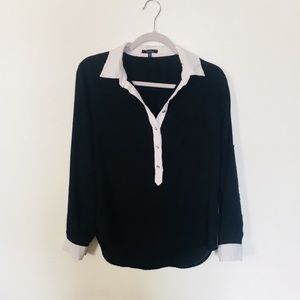 Black blouse with white collar